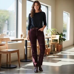 Forever 21 Flocked High Rise Flair —Velvet 
Like Brown/Purple hue Jean